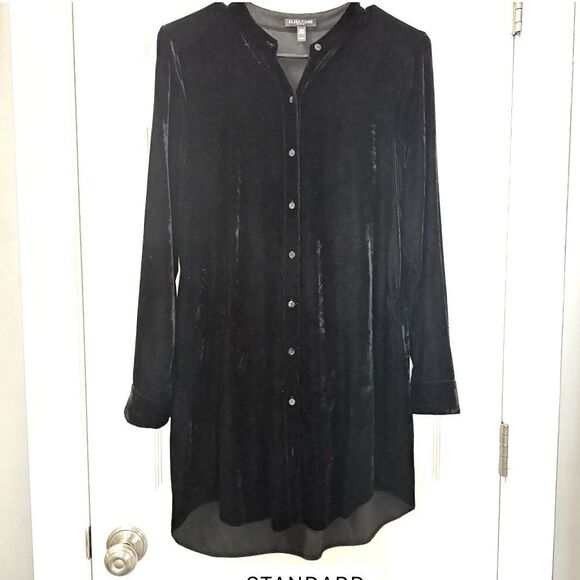 Eileen Fisher Mandarin Collar Silk Blend Tunic Shirt Dress Sz Small Petite - Picture 3 of 10